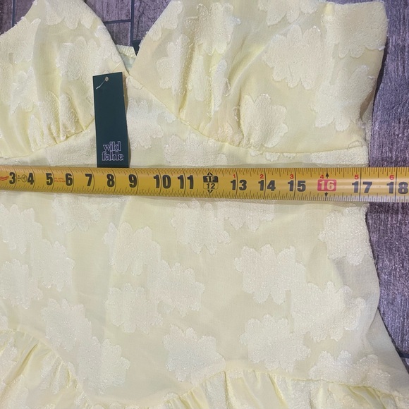 💛Women’s Triangle Cup Tiered Mini Skater Dress Wild Fable Lemon Yellow NWT Sz L💛 - Picture 9 of 10